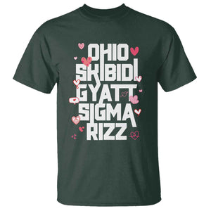 Funny Skibidi Rizz Gyatt Ohio Sigma Valentine's Day T Shirt TS11 Dark Forest Green Print Your Wear