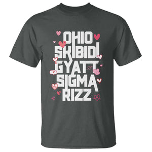 Funny Skibidi Rizz Gyatt Ohio Sigma Valentine's Day T Shirt TS11 Dark Heather Print Your Wear