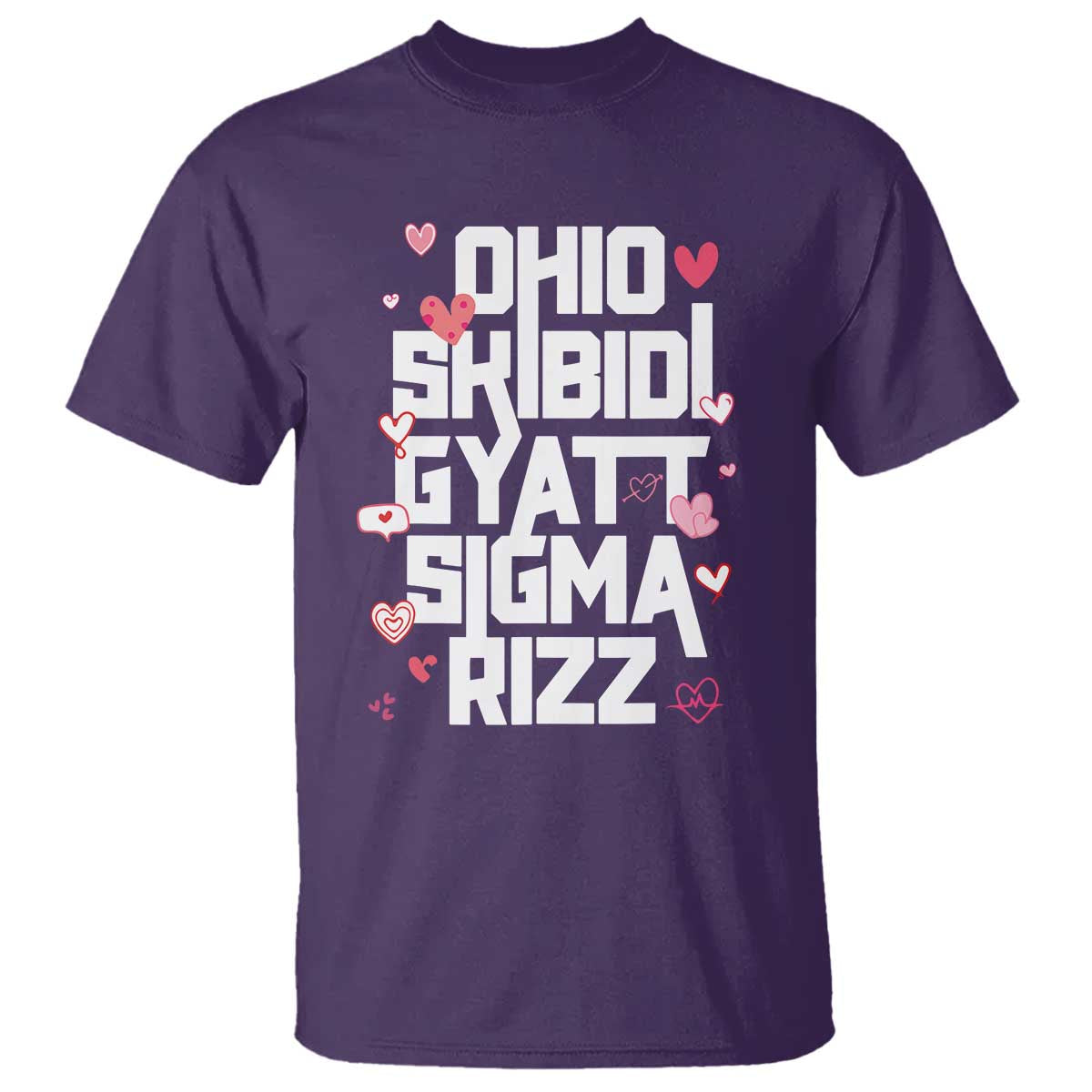 Funny Skibidi Rizz Gyatt Ohio Sigma Valentine's Day T Shirt TS11 Purple Print Your Wear