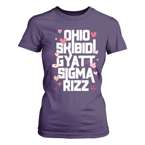 Funny Skibidi Rizz Gyatt Ohio Sigma Valentine's Day T Shirt For Women TS11 Purple Print Your Wear