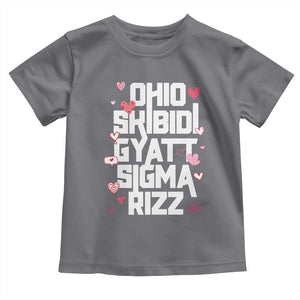 Funny Skibidi Rizz Gyatt Ohio Sigma Valentine's Day Toddler T Shirt TS11 Charcoal Print Your Wear