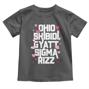 Funny Skibidi Rizz Gyatt Ohio Sigma Valentine's Day Toddler T Shirt TS11 Dark Heather Print Your Wear