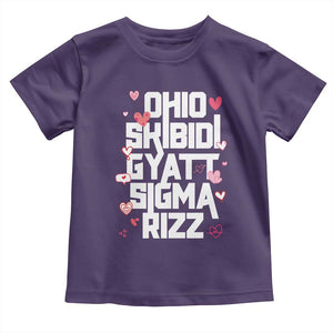 Funny Skibidi Rizz Gyatt Ohio Sigma Valentine's Day Toddler T Shirt TS11 Purple Print Your Wear