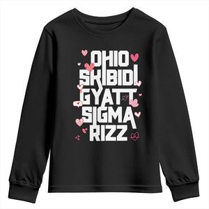 Funny Skibidi Rizz Gyatt Ohio Sigma Valentine's Day Youth Sweatshirt TS11 Black Print Your Wear