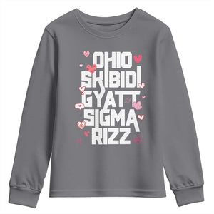 Funny Skibidi Rizz Gyatt Ohio Sigma Valentine's Day Youth Sweatshirt TS11 Charcoal Print Your Wear