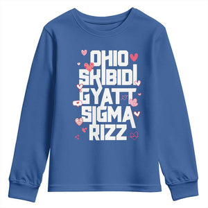 Funny Skibidi Rizz Gyatt Ohio Sigma Valentine's Day Youth Sweatshirt TS11 Royal Blue Print Your Wear