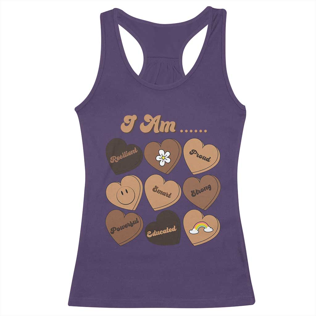 African American Proud Black History Month Racerback Tank Top Melanin Hearts TS11 Purple Print Your Wear