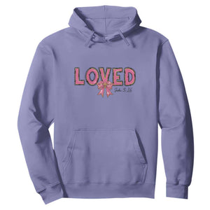 Loved John 3:16 Hoodie Christian Religious God Bible Verses Valentine's Day Pink Bow TS11 Violet Print Your Wear