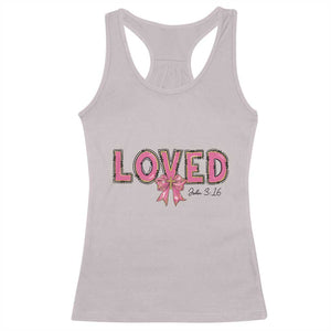 Loved John 3:16 Racerback Tank Top Christian Religious God Bible Verses Valentine's Day Pink Bow TS11 Ice Gray Print Your Wear