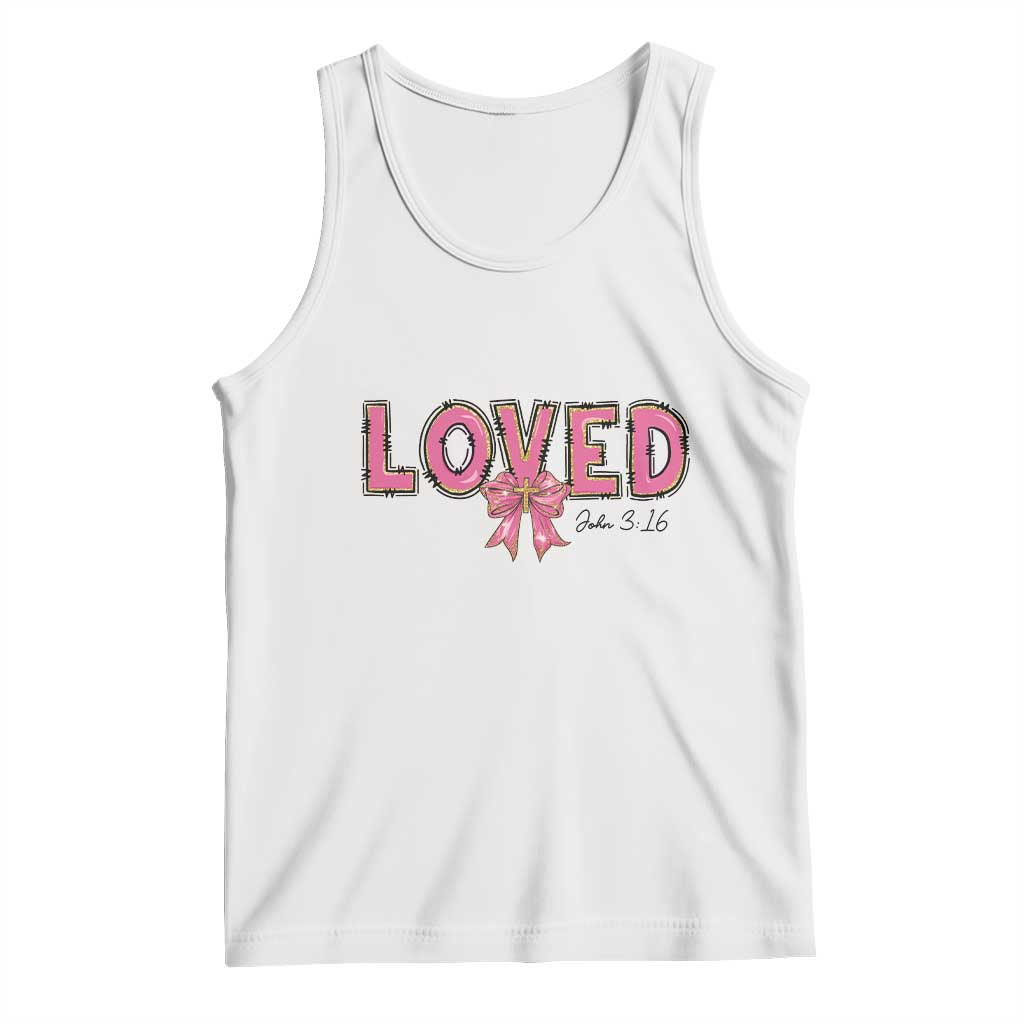 Loved John 3:16 Tank Top Christian Religious God Bible Verses Valentine's Day Pink Bow TS11 White Print Your Wear