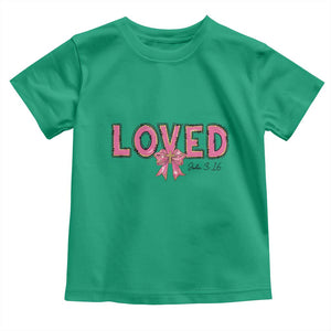 Loved John 3:16 Toddler T Shirt Christian Religious God Bible Verses Valentine's Day Pink Bow TS11 Irish Green Print Your Wear