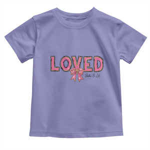 Loved John 3:16 Toddler T Shirt Christian Religious God Bible Verses Valentine's Day Pink Bow TS11 Violet Print Your Wear