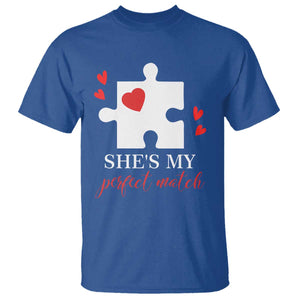 Funny She's My Perfect Match Valentine's Day Couple Matching T Shirt TS11 Royal Blue Print Your Wear