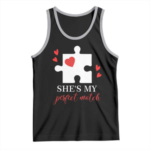 Funny She's My Perfect Match Valentine's Day Couple Matching Tank Top TS11 Black Athletic Heather Print Your Wear