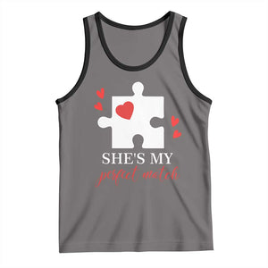 Funny She's My Perfect Match Valentine's Day Couple Matching Tank Top TS11 Deep Heather Black Print Your Wear