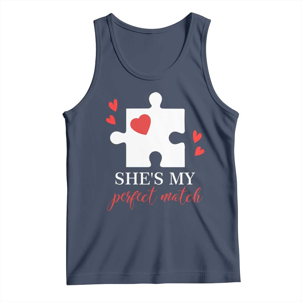 Funny She's My Perfect Match Valentine's Day Couple Matching Tank Top TS11 Navy Print Your Wear