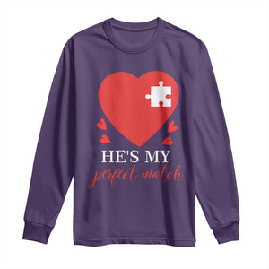 Funny He's My Perfect Match Valentine's Day Couple Matching Long Sleeve Shirt TS11 Purple Print Your Wear