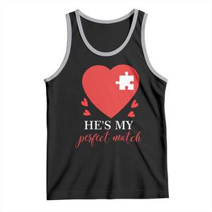 Funny He's My Perfect Match Valentine's Day Couple Matching Tank Top TS11 Black Athletic Heather Print Your Wear