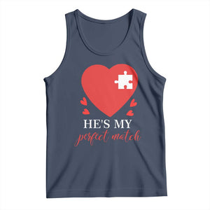 Funny He's My Perfect Match Valentine's Day Couple Matching Tank Top TS11 Navy Print Your Wear