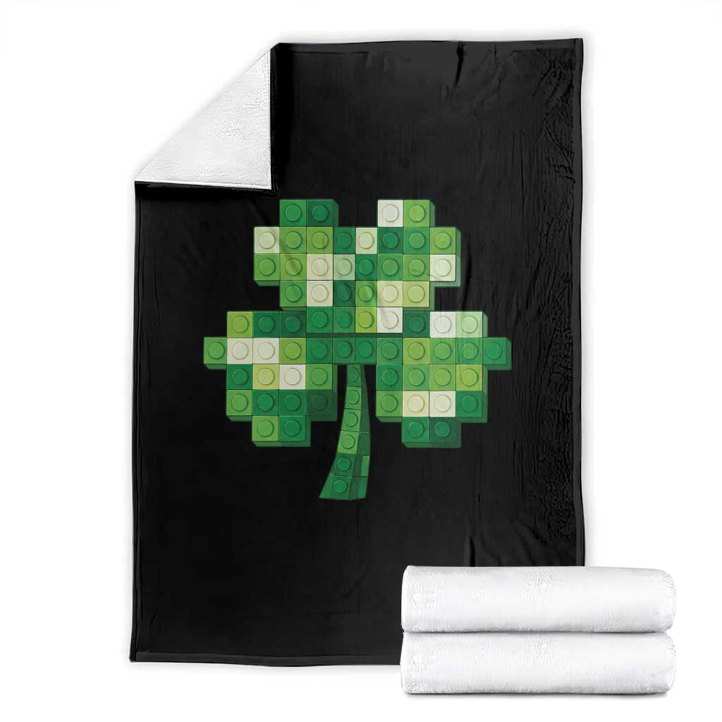 Funny St Patricks Day Shamrock Building Blocks Bricks Throw Blanket TS11 Black Print Your Wear