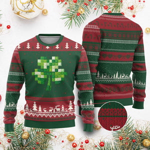Funny St Patricks Day Shamrock Building Blocks Bricks Ugly Christmas Sweater TS11 Red Green Print Your Wear