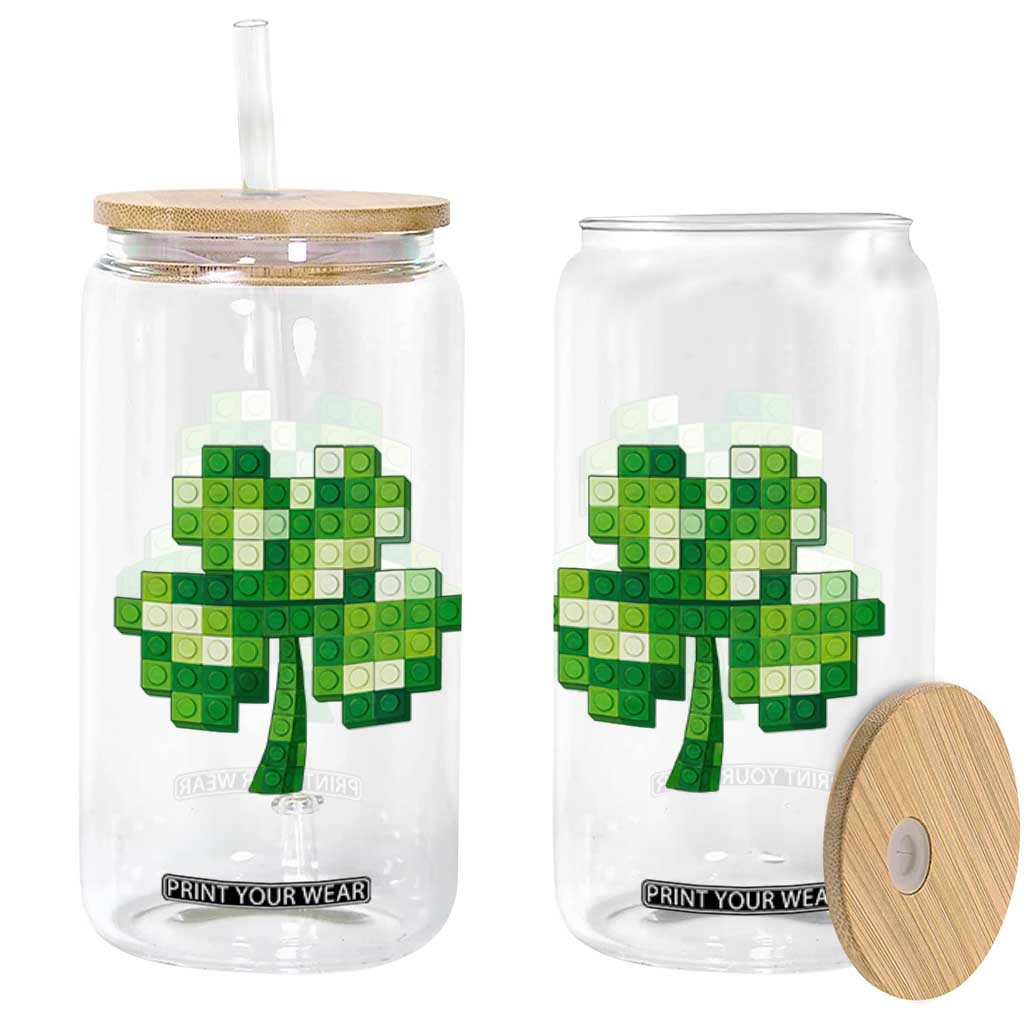 Funny St Patricks Day Shamrock Building Blocks Bricks Glass Can TS11 Print Your Wear