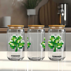 Funny St Patricks Day Shamrock Building Blocks Bricks Glass Can TS11 Print Your Wear