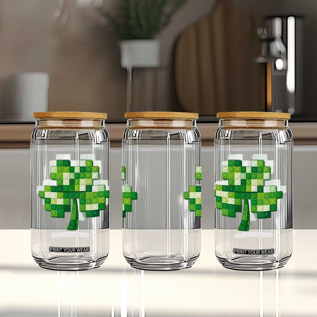 Funny St Patricks Day Shamrock Building Blocks Bricks Glass Can TS11 Print Your Wear