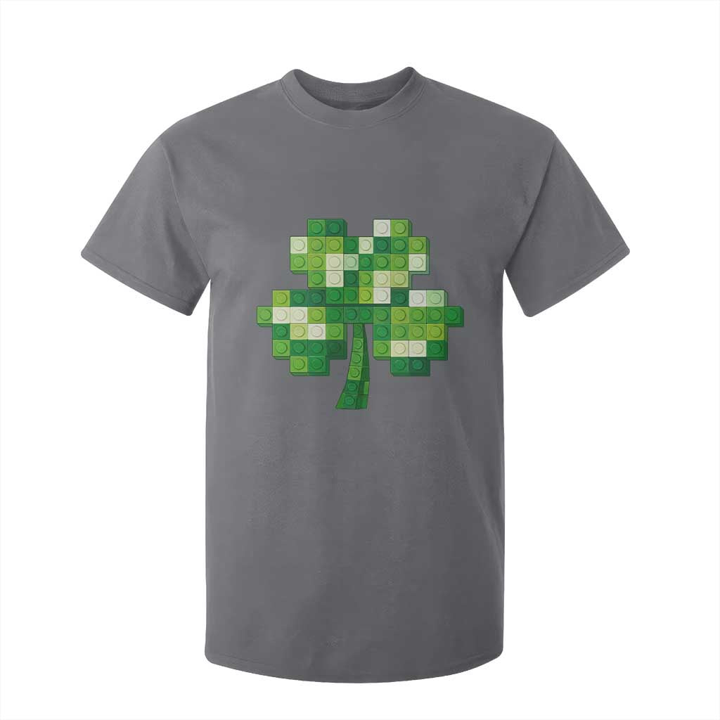 Funny St Patricks Day Shamrock Building Blocks Bricks T Shirt For Kid TS11 Charcoal Print Your Wear