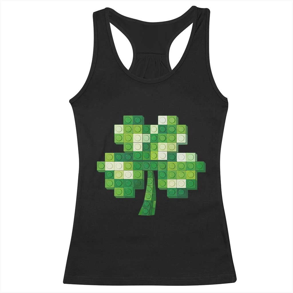 Funny St Patricks Day Shamrock Building Blocks Bricks Racerback Tank Top TS11 Black Print Your Wear