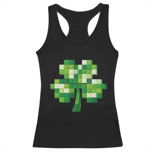 Funny St Patricks Day Shamrock Building Blocks Bricks Racerback Tank Top TS11 Black Print Your Wear