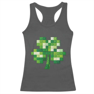 Funny St Patricks Day Shamrock Building Blocks Bricks Racerback Tank Top TS11 Dark Heather Print Your Wear