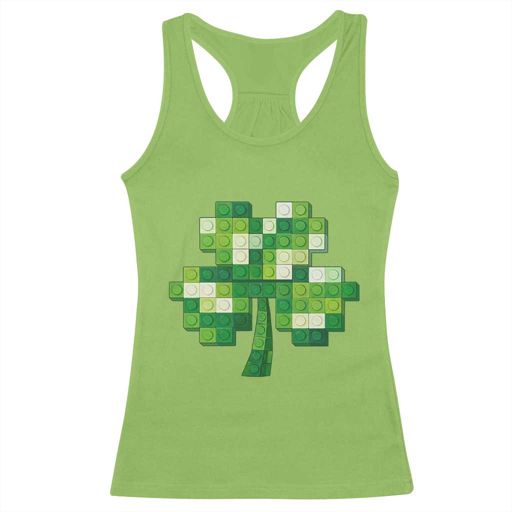 Funny St Patricks Day Shamrock Building Blocks Bricks Racerback Tank Top TS11 Lime Print Your Wear