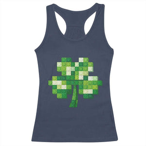 Funny St Patricks Day Shamrock Building Blocks Bricks Racerback Tank Top TS11 Navy Print Your Wear