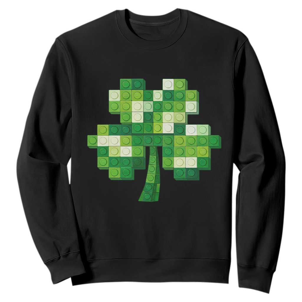 Funny St Patricks Day Shamrock Building Blocks Bricks Sweatshirt TS11 Black Print Your Wear