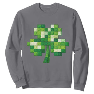 Funny St Patricks Day Shamrock Building Blocks Bricks Sweatshirt TS11 Charcoal Print Your Wear