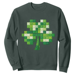 Funny St Patricks Day Shamrock Building Blocks Bricks Sweatshirt TS11 Dark Forest Green Print Your Wear
