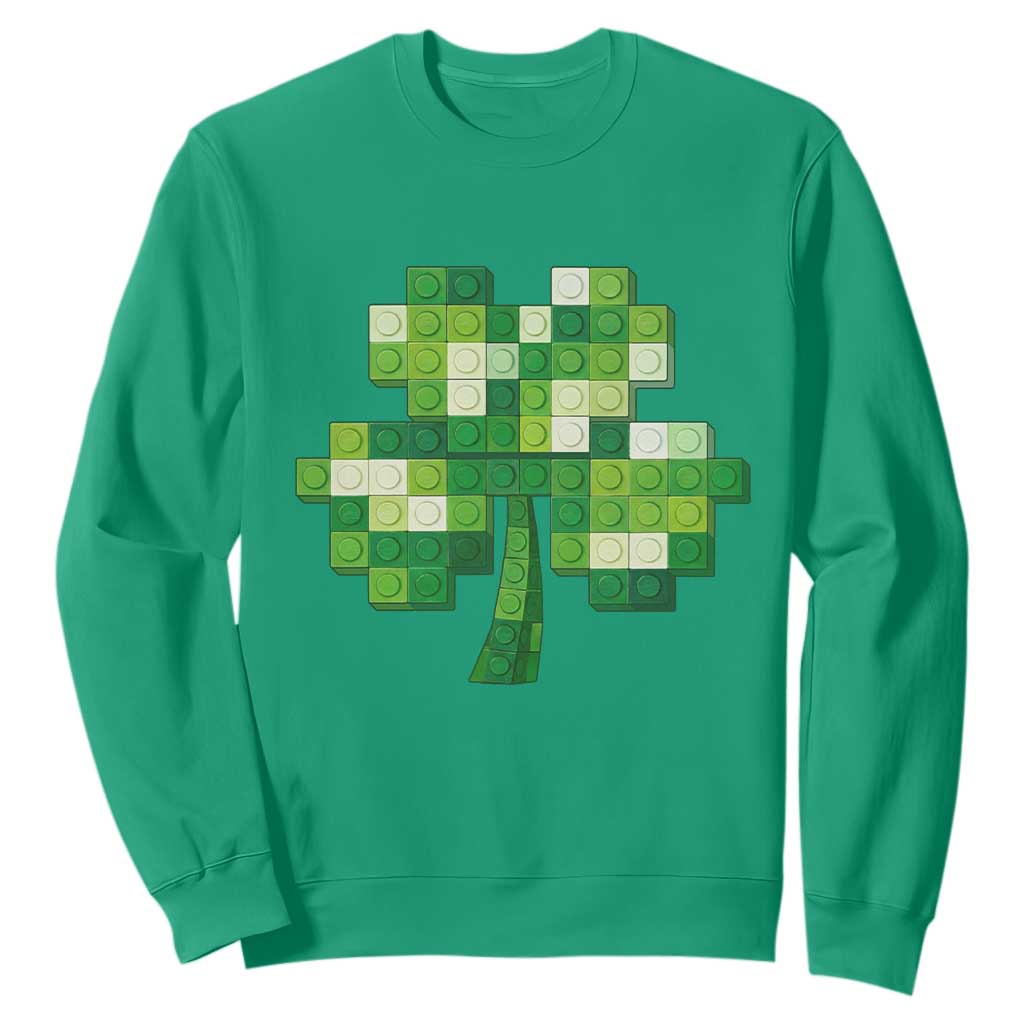 Funny St Patricks Day Shamrock Building Blocks Bricks Sweatshirt TS11 Irish Green Print Your Wear