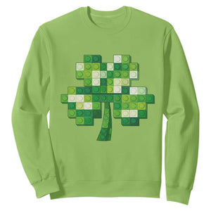 Funny St Patricks Day Shamrock Building Blocks Bricks Sweatshirt TS11 Lime Print Your Wear