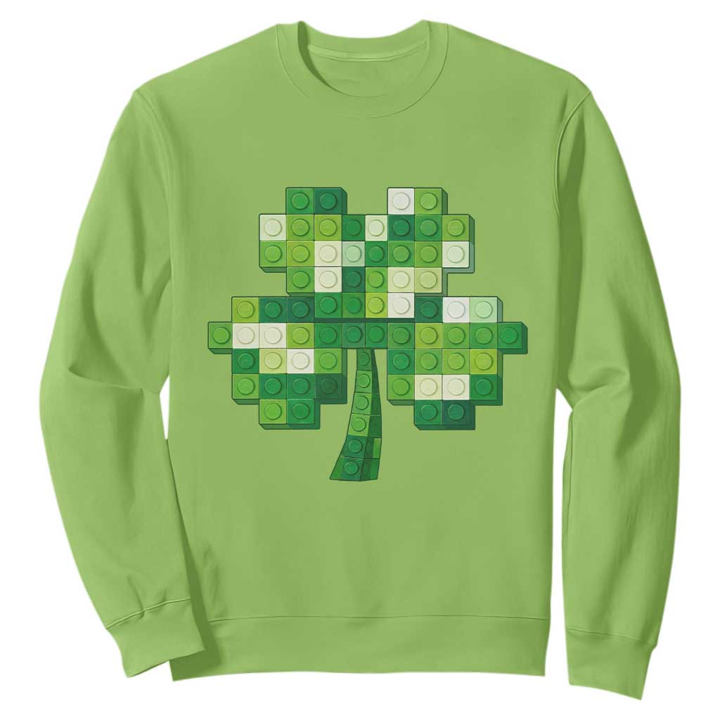 Funny St Patricks Day Shamrock Building Blocks Bricks Sweatshirt TS11 Lime Print Your Wear