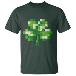 Funny St Patricks Day Shamrock Building Blocks Bricks T Shirt TS11 Dark Forest Green Print Your Wear