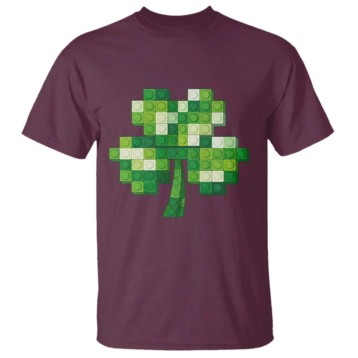 Funny St Patricks Day Shamrock Building Blocks Bricks T Shirt TS11 Maroon Print Your Wear