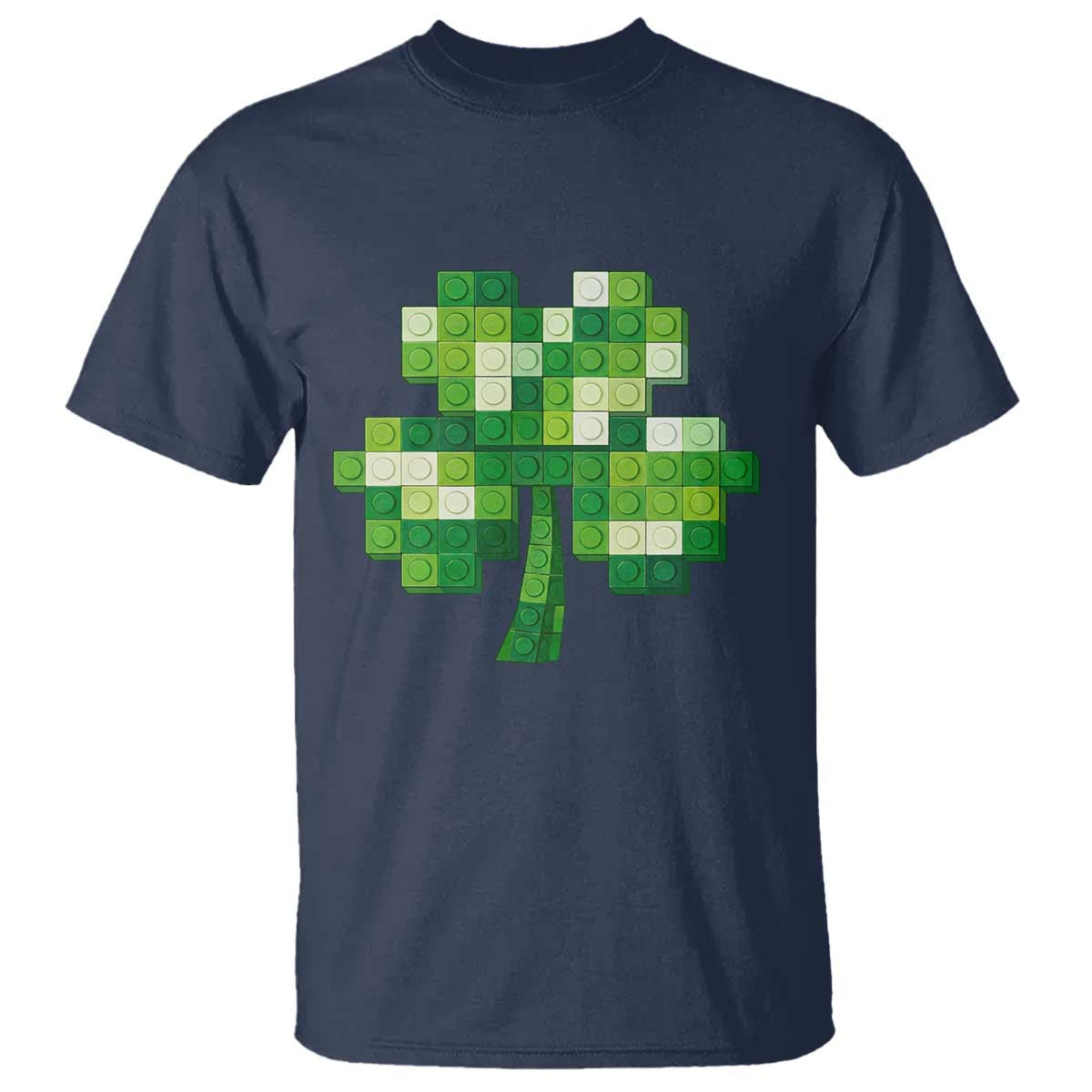 Funny St Patricks Day Shamrock Building Blocks Bricks T Shirt TS11 Navy Print Your Wear