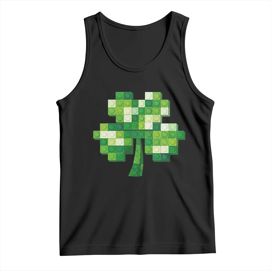 Funny St Patricks Day Shamrock Building Blocks Bricks Tank Top TS11 Black Print Your Wear