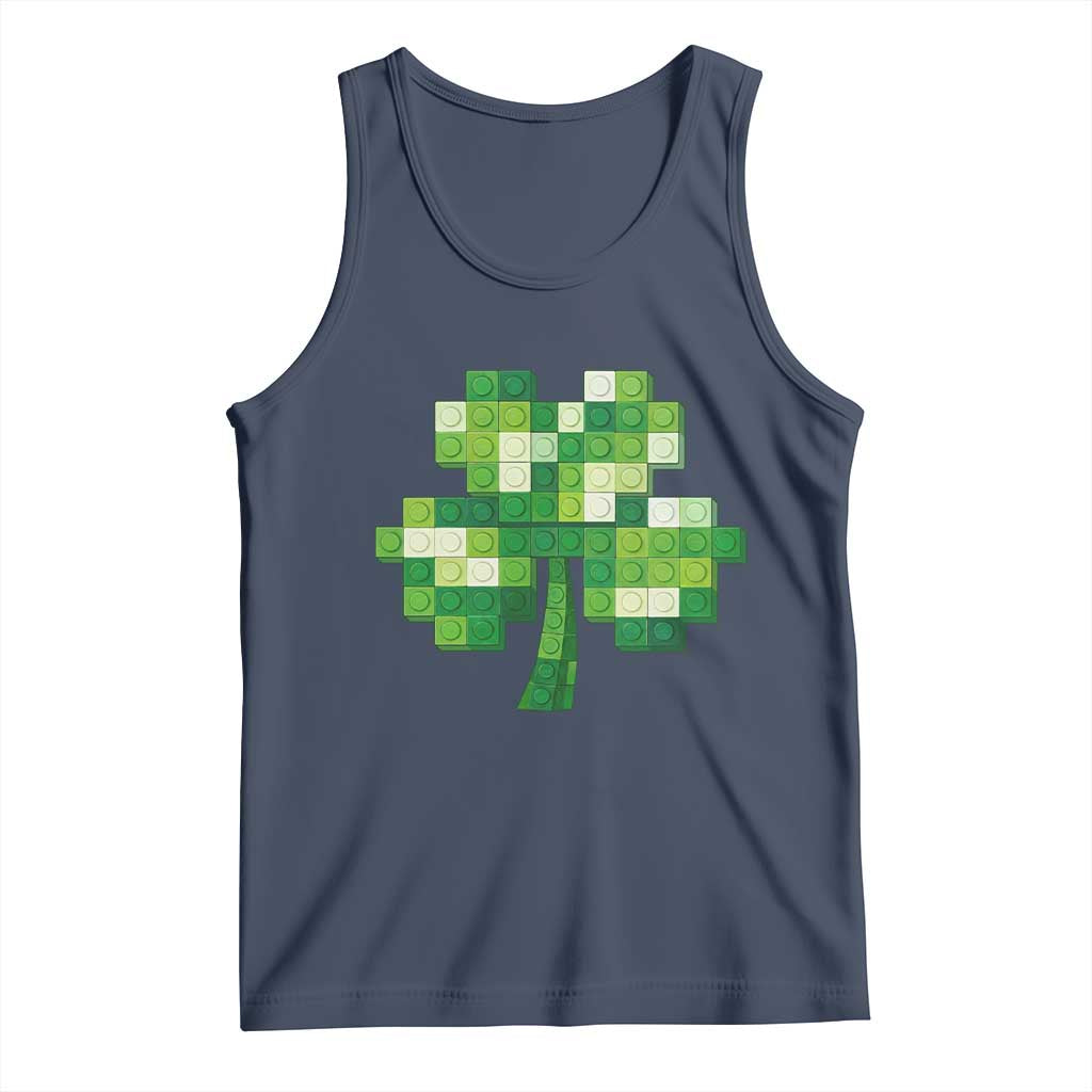 Funny St Patricks Day Shamrock Building Blocks Bricks Tank Top TS11 Navy Print Your Wear
