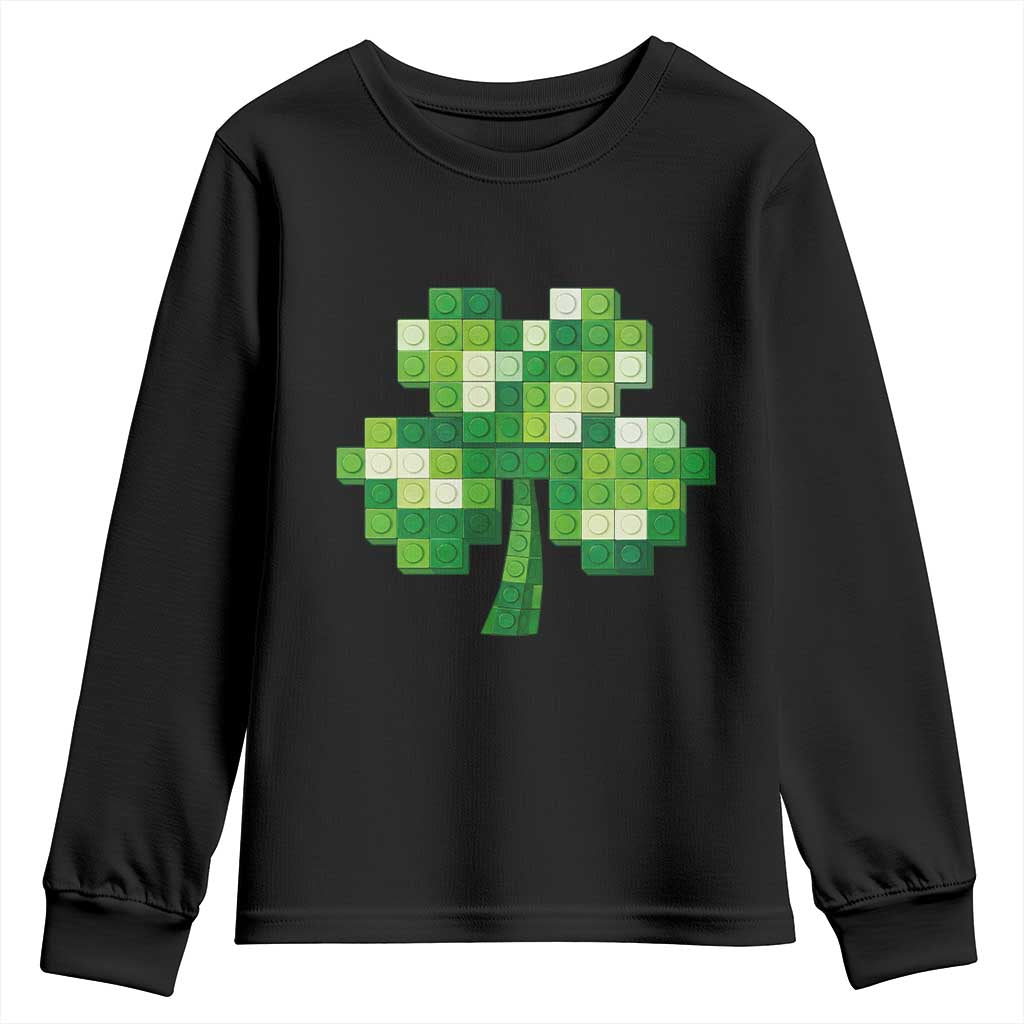 Funny St Patricks Day Shamrock Building Blocks Bricks Youth Sweatshirt TS11 Black Print Your Wear