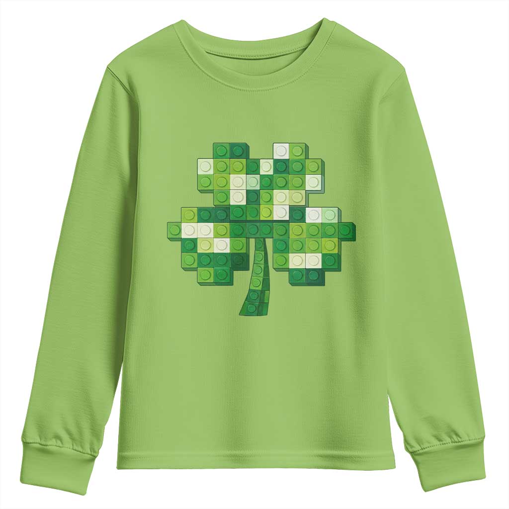 Funny St Patricks Day Shamrock Building Blocks Bricks Youth Sweatshirt TS11 Lime Print Your Wear
