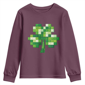 Funny St Patricks Day Shamrock Building Blocks Bricks Youth Sweatshirt TS11 Maroon Print Your Wear