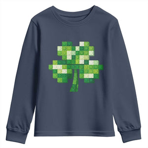 Funny St Patricks Day Shamrock Building Blocks Bricks Youth Sweatshirt TS11 Navy Print Your Wear