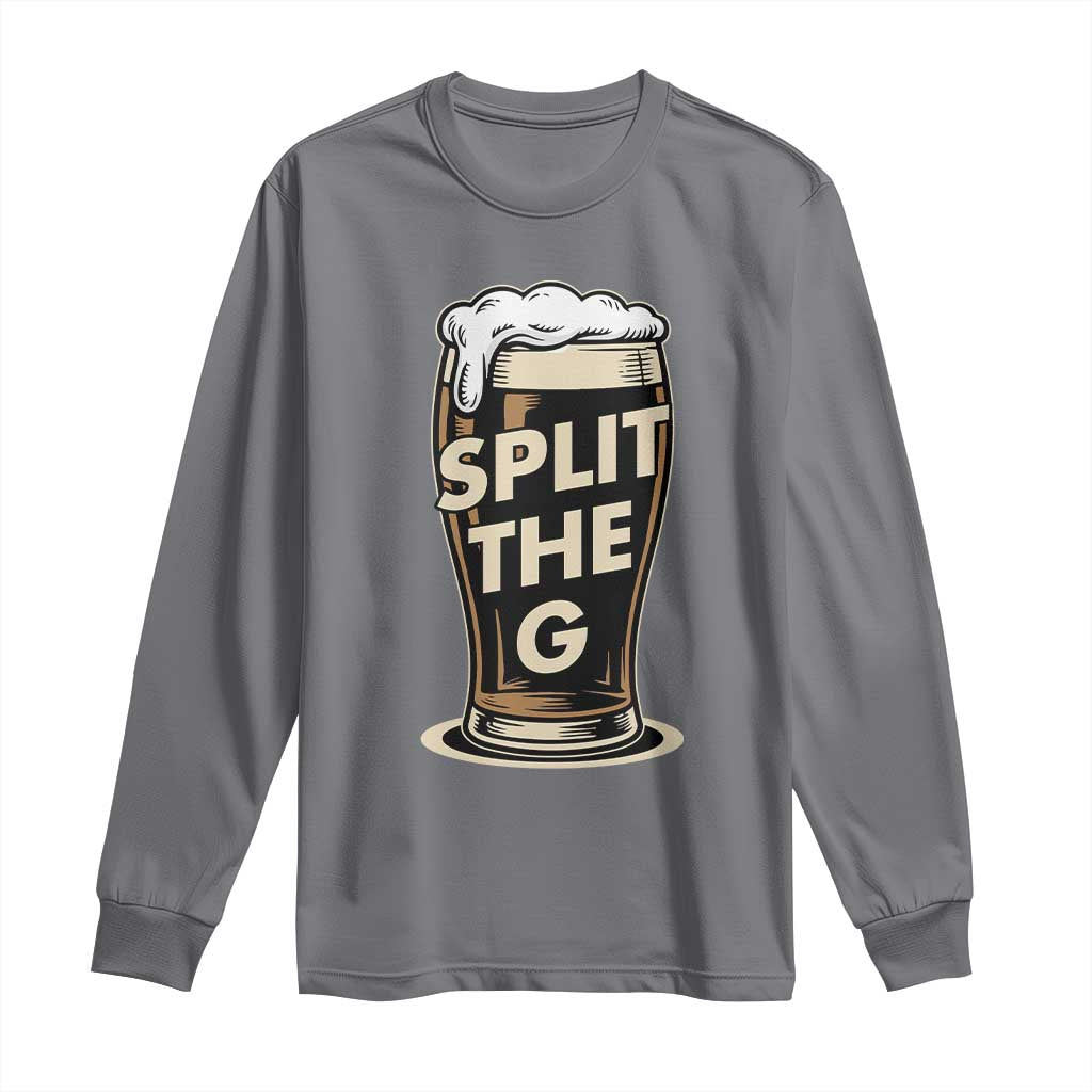 Funny Irish Beer Slit The G Long Sleeve Shirt Stout Beer Drinking Lover TS11 Charcoal Print Your Wear